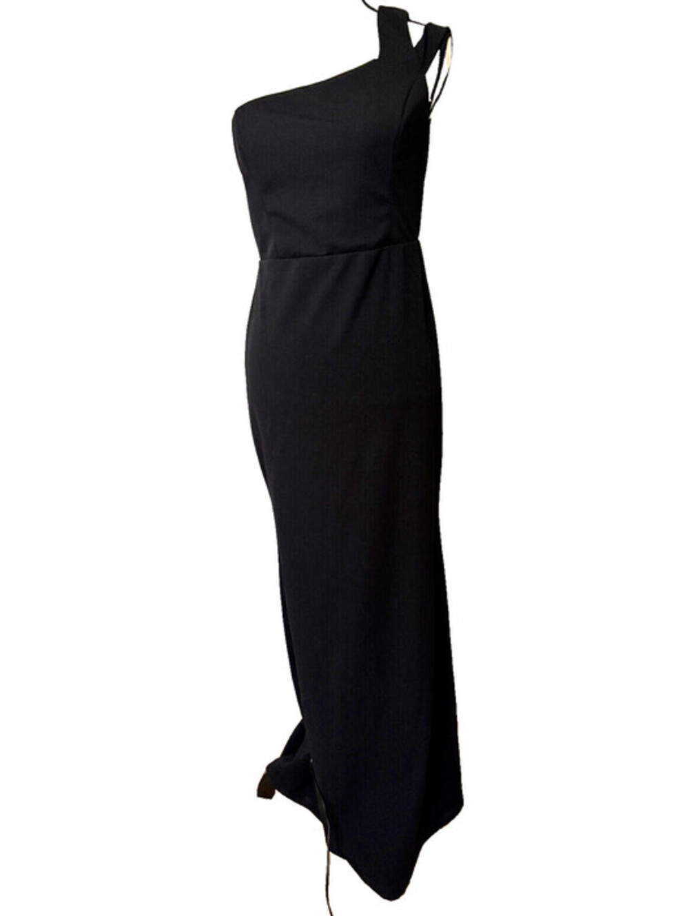 Lulus Womens Large Dress Black One-Shoulder Maxi Dress Lined Cocktail Formal